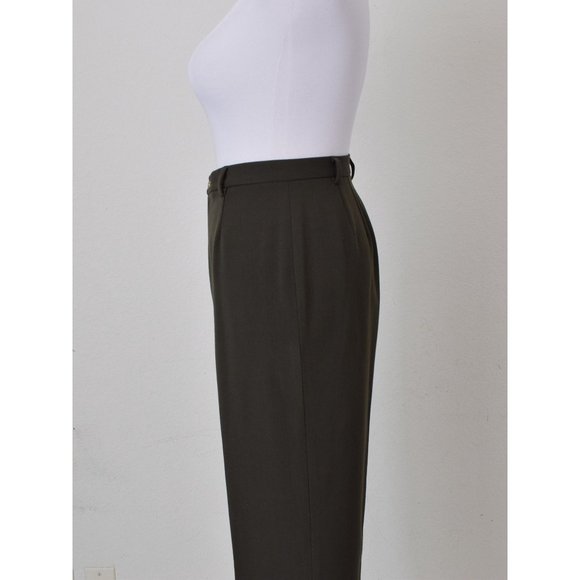 Vintage 80s Olive Green Stretch Pants size 12P | 32 waist - Picture 3 of 10